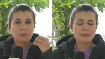 Nina Barbosa afirmou que ficou com todo o caso na sua cabeça, inclusive da criança se recuperando, e isso a emocionou Nina Barbosa Repórter chorando com o microfone nas mãos - Reprodução