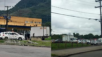 Aposentado transportava caminhão junto com o filho quando foram abordados por cinco criminosos Policial aposentado morto no Guarujá - Reprodução Plantão Guarujá