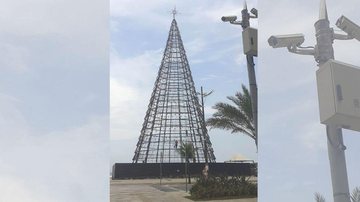 Árvore de Natal de 45 metros de altura já está montada na orla do bairro Boqueirão, em Praia Grande Praia Grande inaugura decoração natalina nesta sexta-feira (25) Árvore de Natal na orla de Praia Grande - Esther Zancan