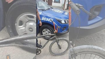 Homem foi detido na rua Amador Bueno Homem furta bicicleta no centro de Santos e é preso em flagrante pela GCM Bicicleta furtada em frente a viatura da GCM - Divulgação/Prefeitura de Santos