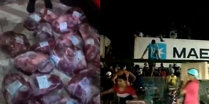 Centenas de pessoas se arriscaram ao invadir linha férrea para roubar o material alimentício Roubo de carga em Cubatão - Reprodução redes sociais