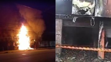 Incêndio atingiu uma bomboniere, no bairro Paecará Incêndio em Guarujá - Reprodução
