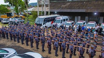 O policiamento ocorrerá em diversos pontos da cidade Operação Verão Bertioga Policiais militares da Operação Verão - Divulgação/Prefeitura de Bertioga