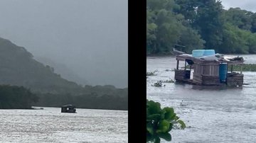 Barraco à deriva no Canal de Bertioga Após chuvas, barraco misterioso flutua nas águas e danifica embarcações no litoral de SP - Imagem: Antônio Vidal