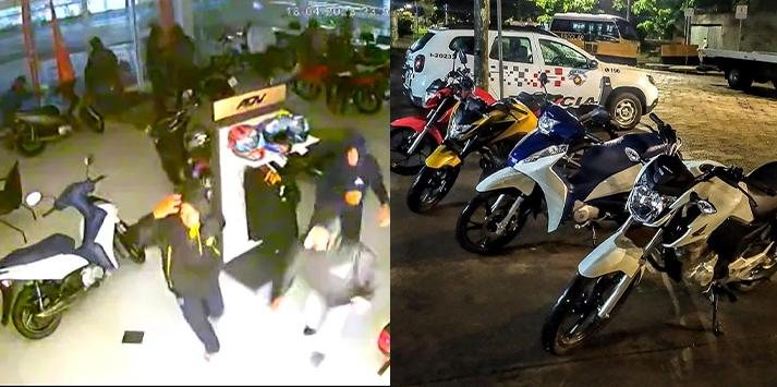 PM impede furto de motos em concessionária e detém 6 em Caraguatatuba Criminalidade no litoral norte - Divulgação PM