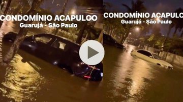 Imagem Vídeo mostra carros de luxo boiando no Jardim Acapulco, em Guarujá: "BMW novinha, já era"