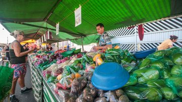 Um dos objetivos da usina de compostagem é minimizar o descarte de matéria orgânica das feiras livres Praia Grande vai ganhar usina de compostagem de resíduos de feiras livres Barraca de feira em Praia Grande - Banco de Imagens da Prefeitura de Praia Grande