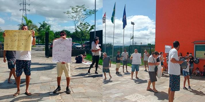 Membros da Associação de Moradores da Prainha Branca e pais de alunos reivindicam educação Protesto Prainha Branca - Fotos: Claudenice