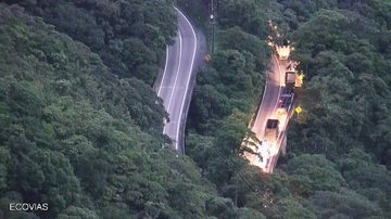 De acordo com a Ecovias, há um acidente na rodovia Anchieta fora do trecho de concessão Rodovia Anchieta Trânsito na rodovia Anchieta - Reprodução/Ecovias