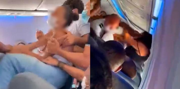 As protagonistas das cenas de agressão foram desembarcadas e não seguiram viagem Briga em avião - Reprodução Twitter