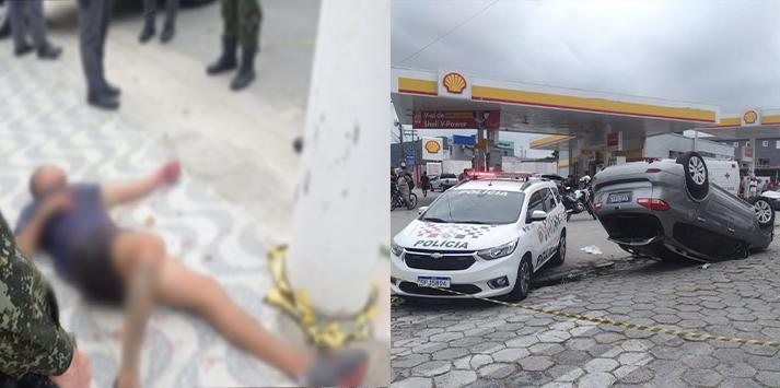 Roubo de veículo blindado deu errado e dois foram presos em flagrante Roubo em Guarujá - Divulgação PM Ambieltal