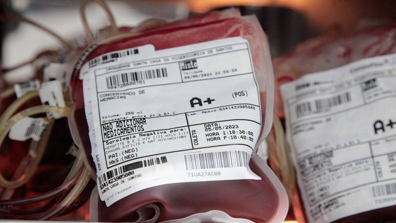 Atualmente, há estoque baixo dos tipos O+ e O- no Banco de Sangue da Santa Casa Bolsa de sangue Bolsa de sangue A positivo - Isabela Carrari