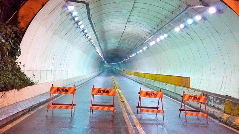 O túnel será interditado por dois dias na próxima semana - Reprodução/Prefeitura de Guarujá