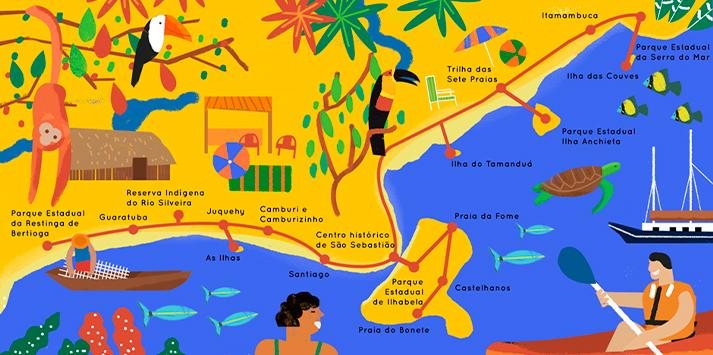 ilustrações da renomada artista brasileira Arielle Martins Turismo no Litoral Norte - Arielle Martins / Divulgação Airbnb
