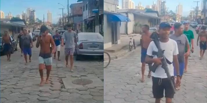 Vídeo ameaçador circulou nas redes sociais após anúncio de reforço da Tropa de Choque na cidade, em junho Criminalidade em Guarujá - Reprodução