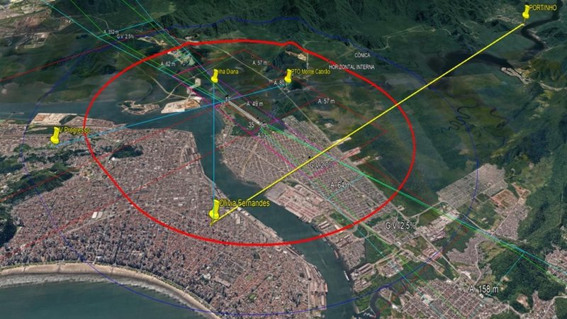 Com instalação de torres, projeto prevê melhoria de conectividade e wi-fi público na Área Continental Santos anuncia net de milhões Mapa - Imagem: Divulgação / Prefeitura de Santos