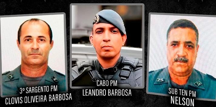 3° Sargento da Polícia Militar Clovis e o subtenente Nelson morreram no local; Cabo Leandro faleceu em outra cidade PMs mortos em Guarujá - Divulgação