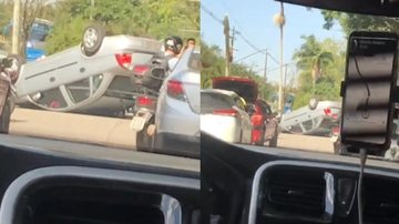 Acidente aconteceu na avenida Tancredo de Almeida Neves, na altura da Vila São José Acidente em Cubatão - Reprodução Cubatão Notícias