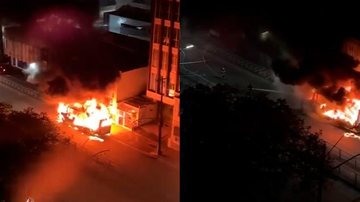 Incêndio em ônibus Municipal Mobilizou equipes de emergência Incêndio em Santos - Reprodução Viver em Santos e Região