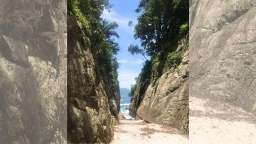 Faixa de areia da Ilha da Selinha tem pouco menos de 5 metros de largura Ubatuba pode ir parar no Guinness Book com a “menor praia do mundo” Faixa de areia na Ilha da Selinha, em Ubatuba - Divulgação