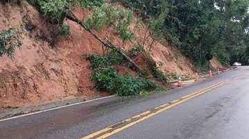 Chuvas chegaram a causar queda de barreira na rodovia Rio-Santos Volume de chuva em São Sebastião já ultrapassa o esperado para todo o mês de junho Queda de barreira na rodovia Rio-Santos - DER-SP