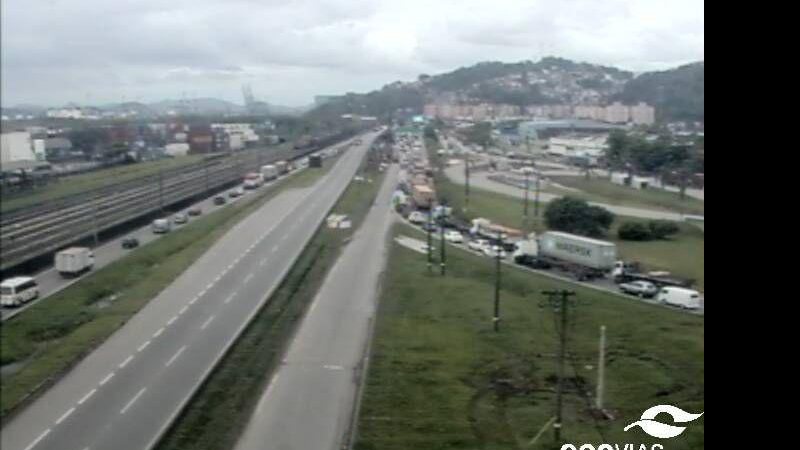 Congestionamento ocorre na entrada de Santos pela via Anchieta, do km 58 ao km 65 - Divulgação/Ecovias