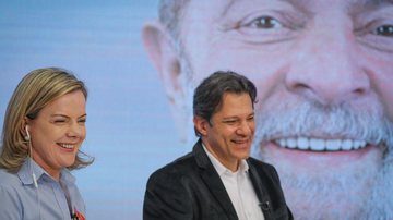 Fernando Haddad e Gleisi Hoffmann em debate da TV Bandeirantes, em 9 de agosto - Ricardo Stuckert/Agência PT