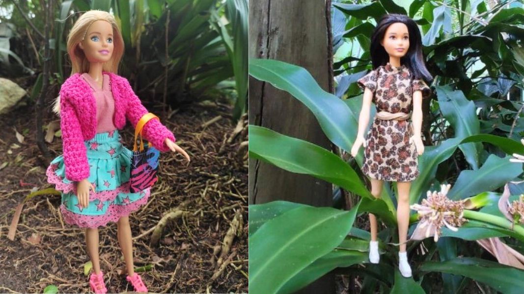 Bonecas Barbie com roupinhas criada por estilista de Santos