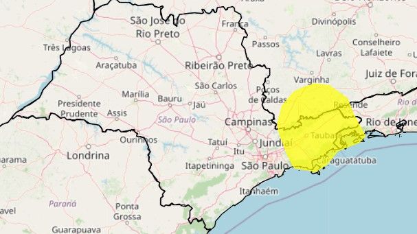 Mapa de SP com indicação em amarelo