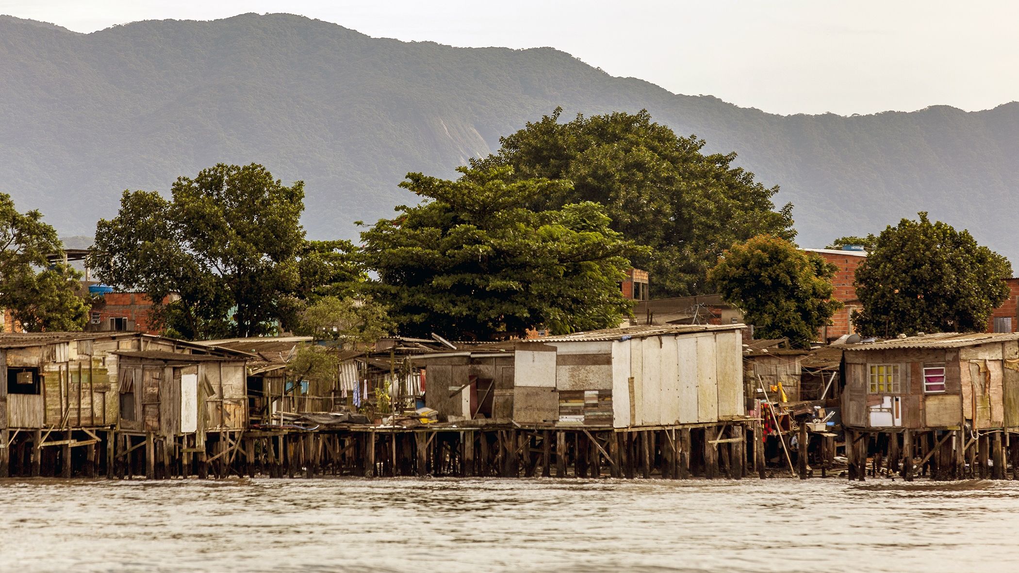 Favela de palafitas em Guarujá