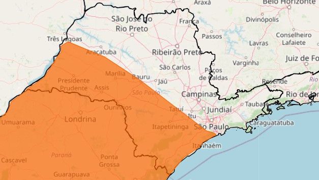 Mapa SP alerta laranja