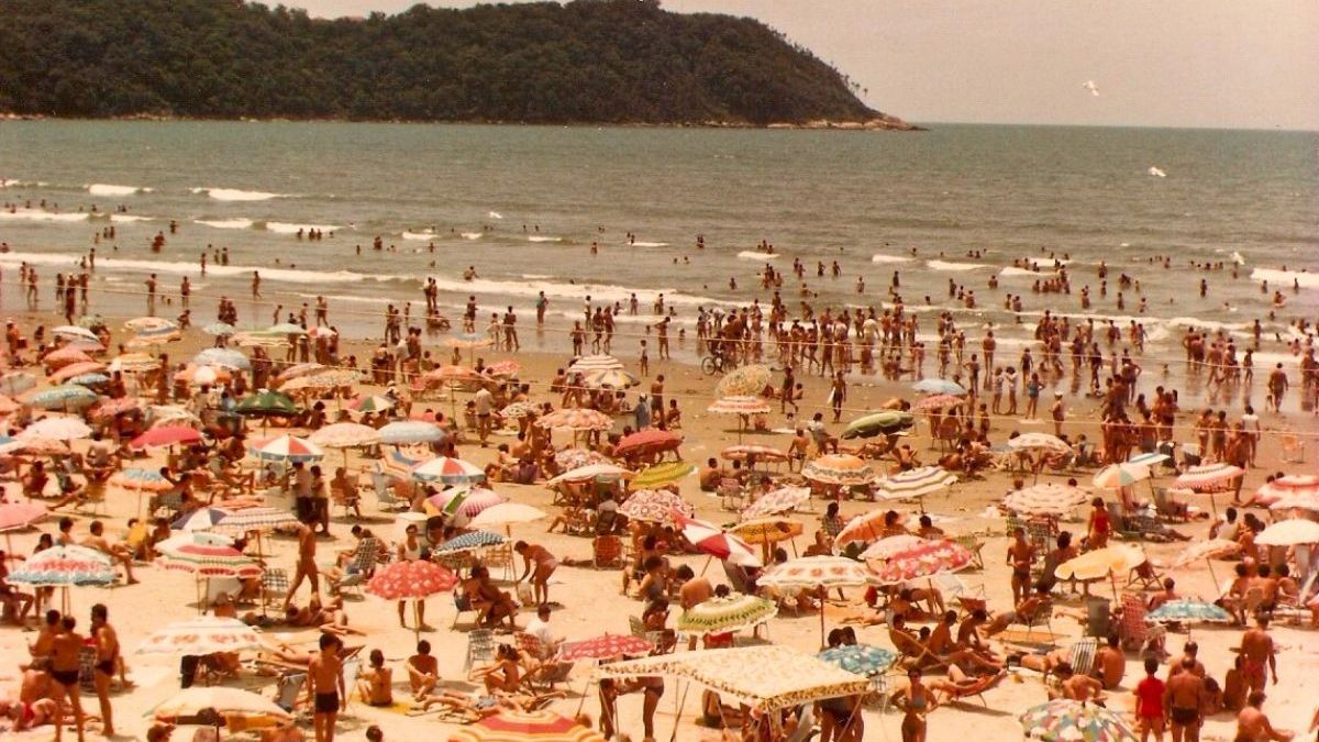 Praia do Boqueirão, Praia Grande, na década de 1980