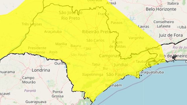 Alerta amarelo estado de SP