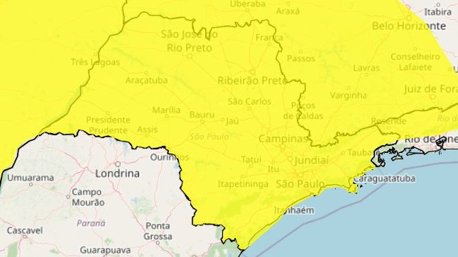 Alerta amarelo em SP