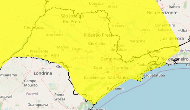 Alerta amarelo do Inmet