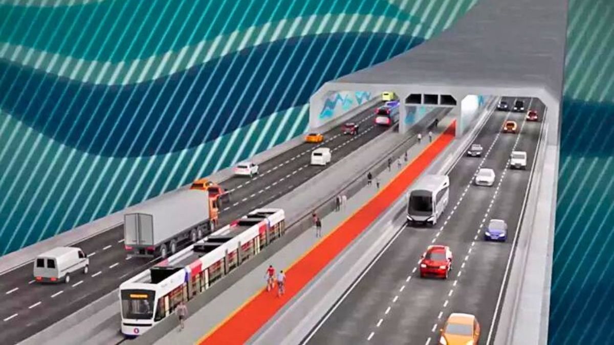 Projeção de como será o túnel Santos-Guarujá
