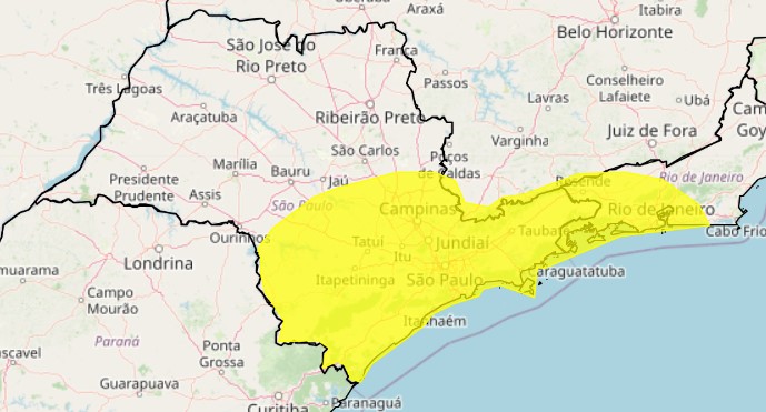 Alerta amarelo para declínio nas temperaturas