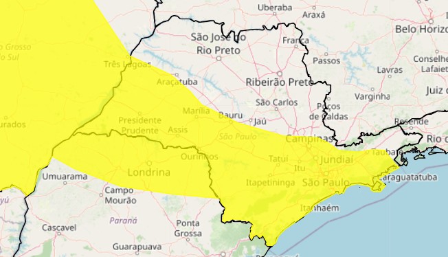 Alerta amarelo frio