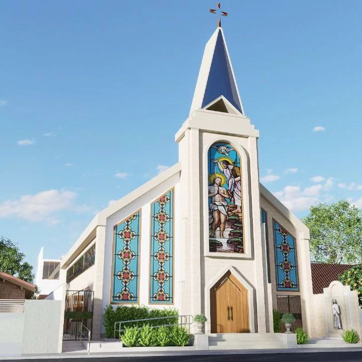 Projeto da nova fachada da igreja matriz de Bertioga | Imagem: Reprodução