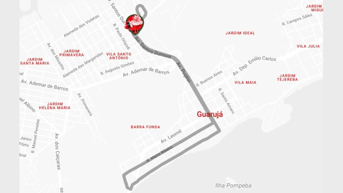 Trajeto caravana Guarujá