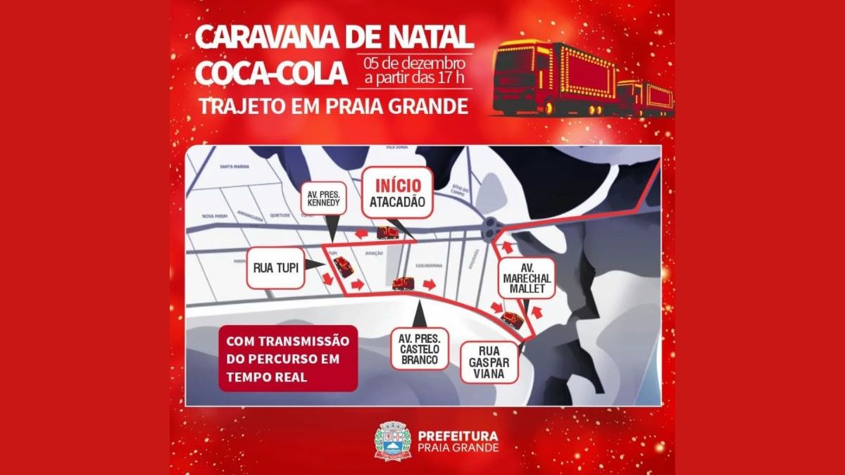 Trajeto Caravana Coca-Cola Praia Grande