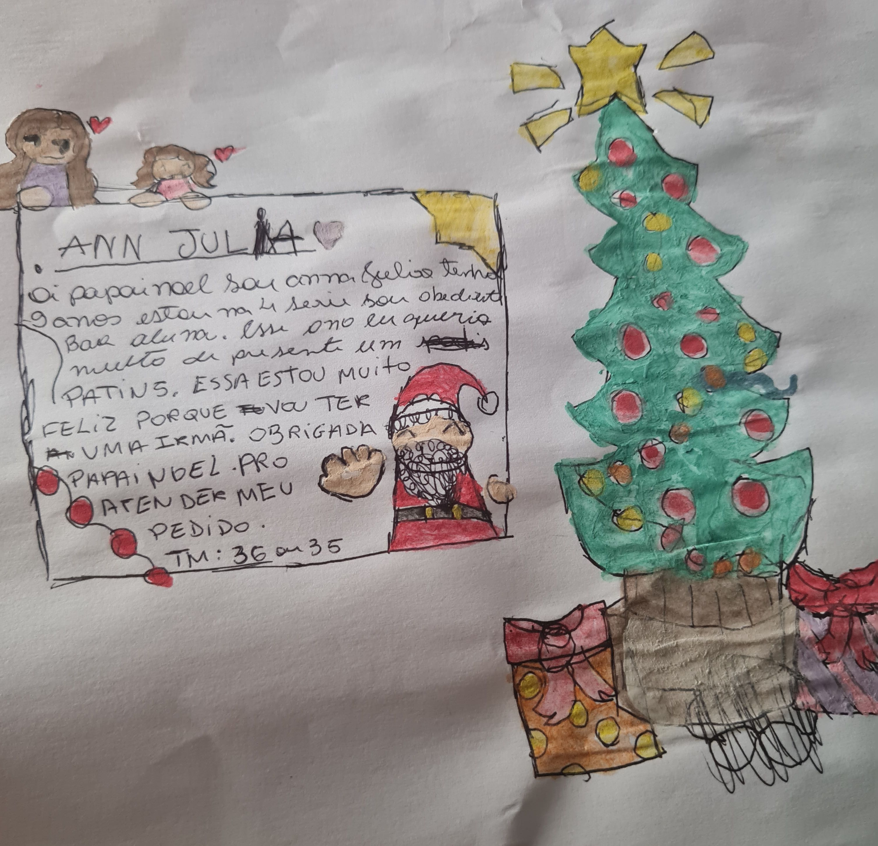 Carta de Anna Júlia, aluna da quarta série em Caraguatatuba | Reprodução/Blog do Papai Noel dos Correios