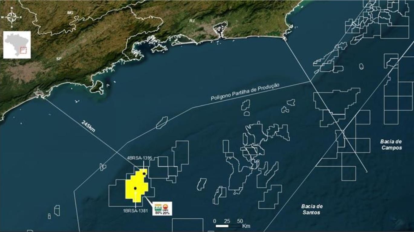 Poço está situado a 245 km da costa de Santos, no litoral de São Paulo - Divulgação/Petrobras