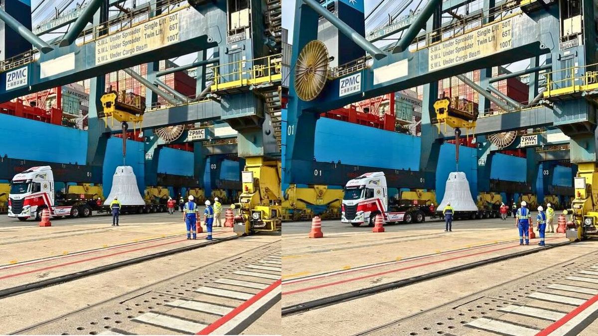 Chegada do maior sino do mundo ao Porto de Santos