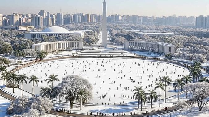 Pista de patinação no gelo no Parque do Ibirapuera