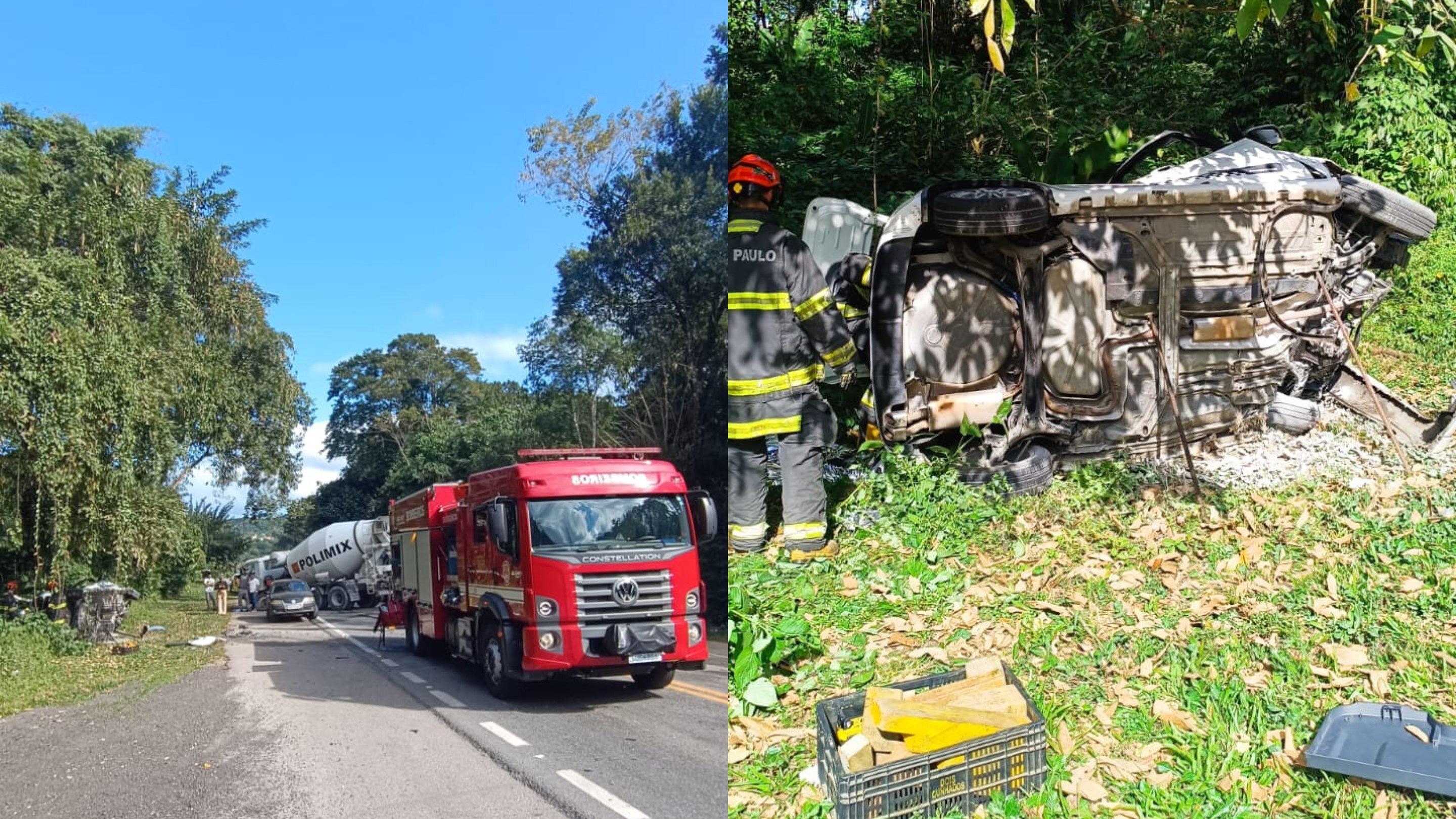 Motorista do carro morreu no local após ficar preso às ferragens - Divulgação/11ºGB