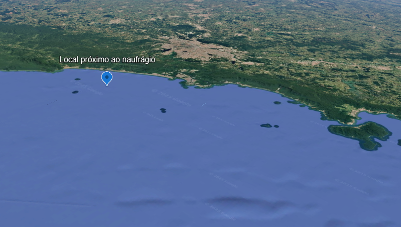 Ponto em que embarcação teria naufragado - Reprodução/Google Earth