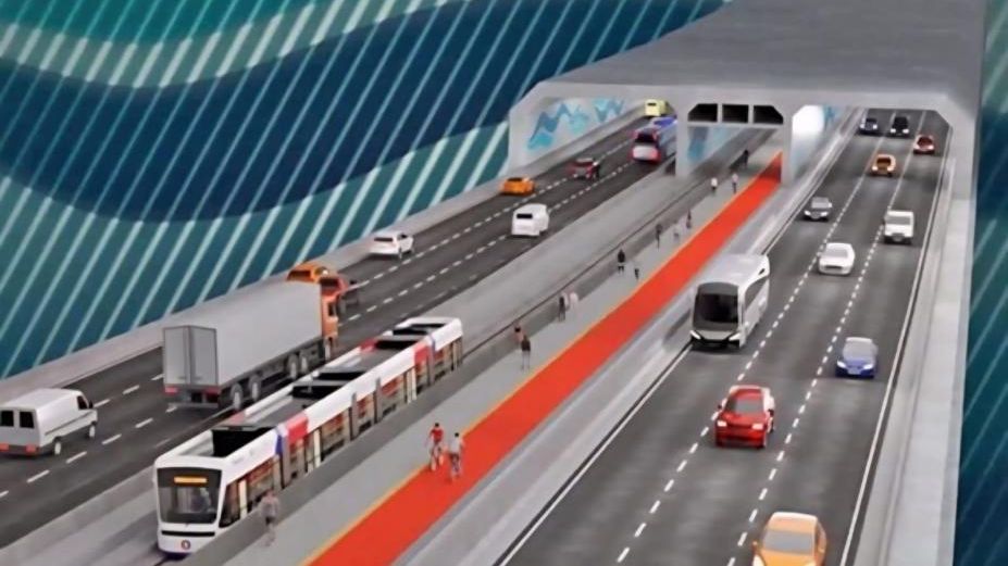 Projeção futuro túnel Santos-Guarujá