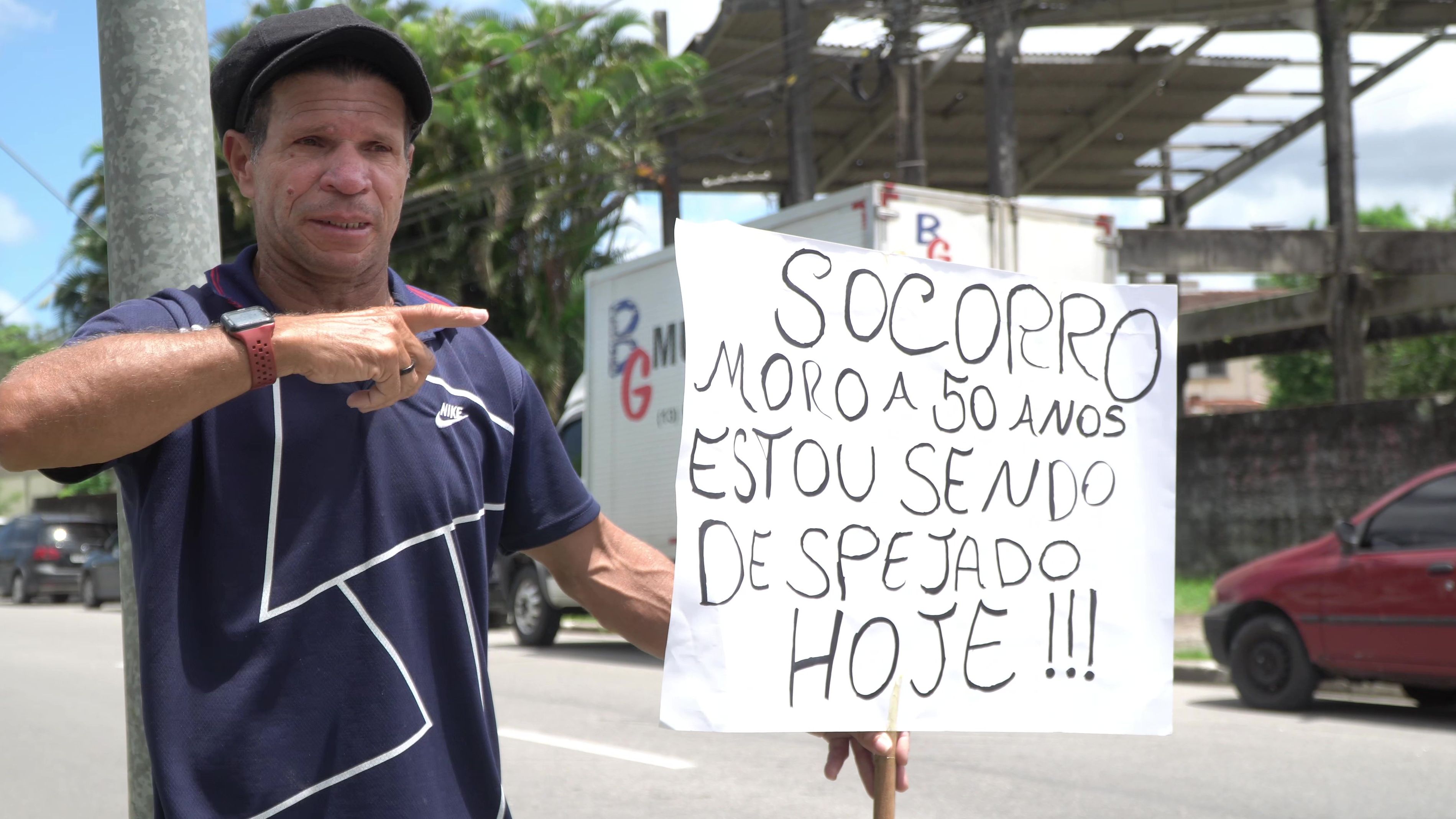 Donizete Chagas durante protesto conta a ordem de despejo