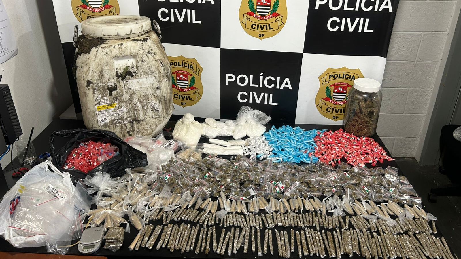 Dupla foi presa com drogas escondidas em área de mata - Divulgação/Polícia Civil